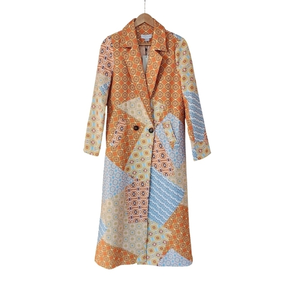 Never Fully Dressed Patchwork Long Coat Jacket - Picture 1 of 15